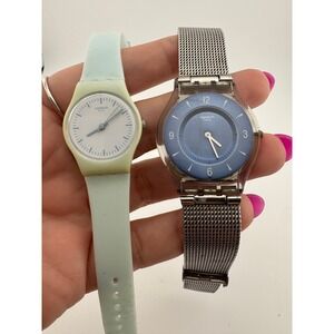 2 Swatch Swiss Watch Lot Skin 35mm Blue Dial + Teal AG 2016 Untested